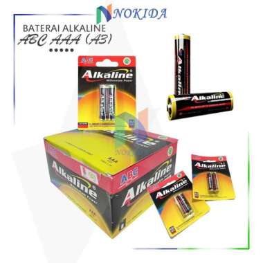 Nokida Baterai ABC Alkaline Tipe AAA 1.5V [2 pcs] / Battery Ukuran A3 Kecil  Warna Hitam / Batre Alk