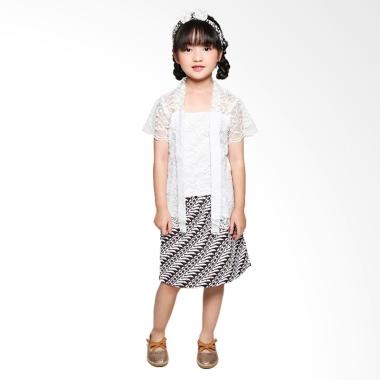 Kutubaru Brokat Set Kebaya Anak Putih