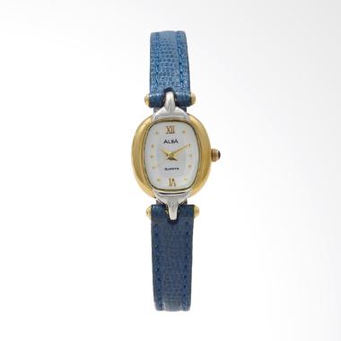 ALBA ATQN98 Leather Strap Jam Tangan Wanita - Blue Gold Silver