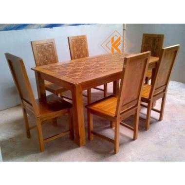 meja makan jati kursi 6