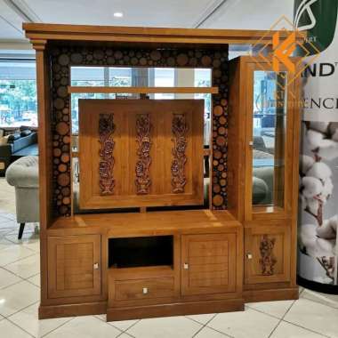 sketsel partisi ruangan kayu jati