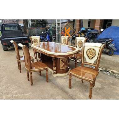 set meja makan 6 kursi kayu jati jepara