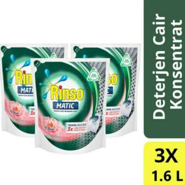 Rinso Matic Detergen Cair Deterjen Mesin Isi 3 Pcs 1600Ml Bukaan Atas
