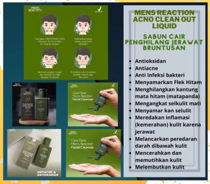 SABUN CAIR PENGHILANG JERAWAT DAN BEKAS JERAWAT BRUNTUSAN AMPUH MENS REACTION ACNO CLEAN OUT LIQUID