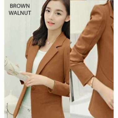 BLAZER WANITA KOREA BLAZER WANITA CREAM BLAZER WANITA FORMAL CREAM - CREAM, S M Cokelat
