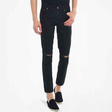 2Nd RED Ripped Jeans Sobek Slim Fit Celana Pria - Black [133240] 34 Black