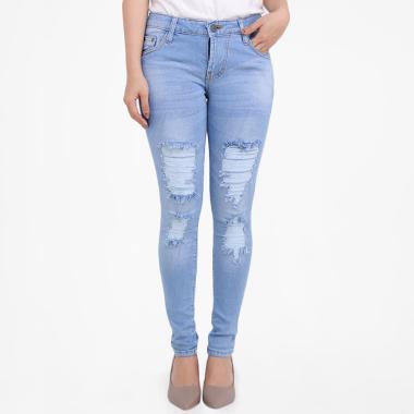 Brielle Jeans 1924 Ripped Skinny Celana Jeans Wanita - Biru Muda