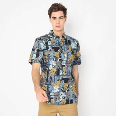 Platini Kemeja Hawai Pria Lengan Pendek Biru 131956 S