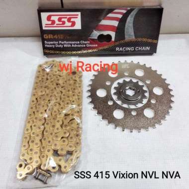 Gear Set SSS 415 Vixion NVA NVL dan Rantai HSBT Gold