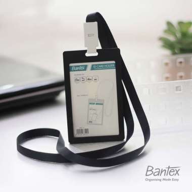 Bantex ID Card Holder Lanyard Portrait Black | Name Tag Tali | Tempat Kartu Gantung | Hitam #8865 10