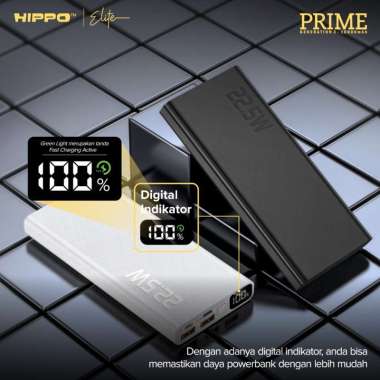Hippo Elite Powerbank Prime Gen 3 20.000mAh Fast Charging, VOOC ,PD - Hitam white