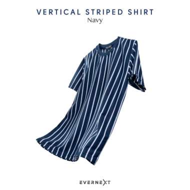 KAOS STRIPE SALUR PRIA WANITA KAOS BELANG GARIS VERTIKAL KAOS DISTRO PREMIUM UNISEX M L XL V. NAVY W