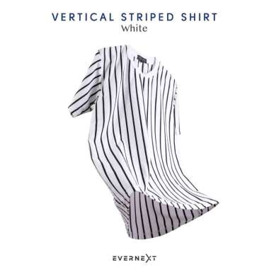 KAOS STRIPE SALUR PRIA WANITA KAOS BELANG GARIS VERTIKAL KAOS DISTRO PREMIUM UNISEX M L XL V. WHITE 