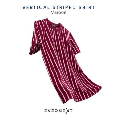 KAOS STRIPE SALUR PRIA WANITA KAOS BELANG GARIS VERTIKAL KAOS DISTRO PREMIUM UNISEX M L XL V. MAROON