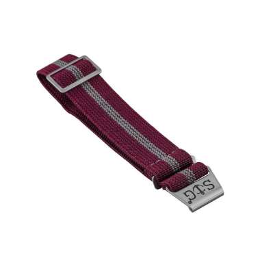 Tali / Strap Jam Tangan Strap Guy MN-MAR-GRY-03-19A Maroon Nylon Grey Stripe Silver Folding Clasp [M