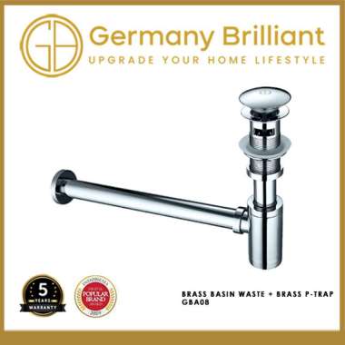 Germany Brilliant Afur Pipa Pembuangan Wastafel Sifon Leher Angsa Tekan Overflow GBA08