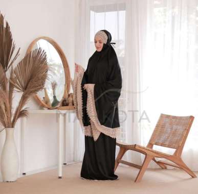 Mukena mahkota renda inara mukenah telekung sitinkhadijah dewasa jumbo renda mewah HITAM