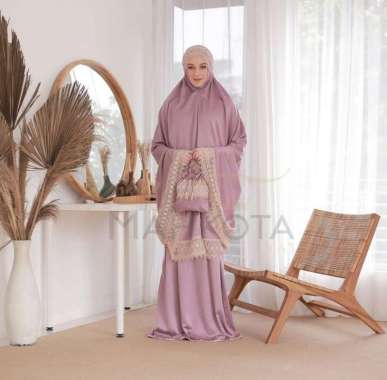 Mukena mahkota renda inara mukenah telekung sitinkhadijah dewasa jumbo renda mewah LAVENDER
