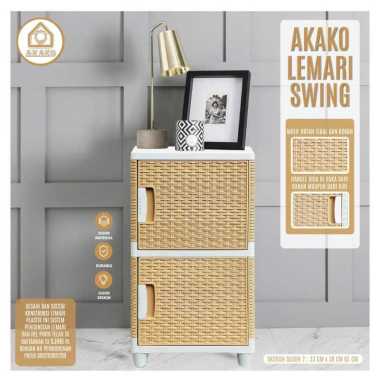 lemari AKAKO swing motif ratan susun 2 + PACKING