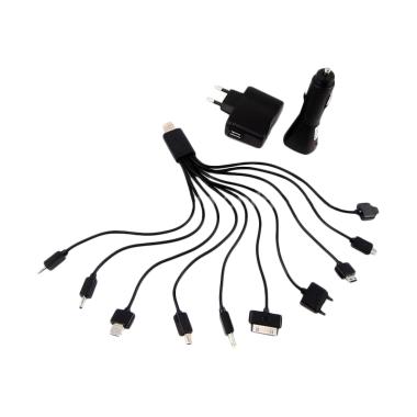 Universal 12 In 1 USB Adaptor Charger Hitam