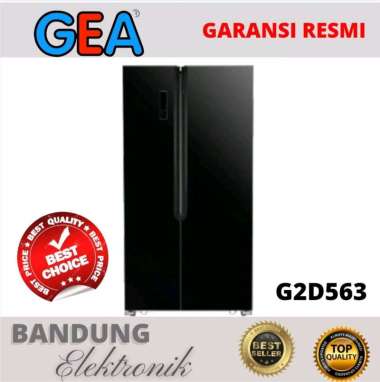KULKAS GEA G2D563 , KULKAS SIDE BY SIDE GEA , BLACK GLASS G2D563