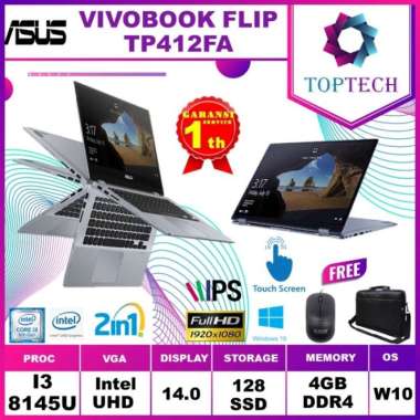 ASUS VIVOBOOK FLIP TP412FA 2in1 Touch i3 8145U 8GB 128ssd W10 14.0FHD - 4 gb