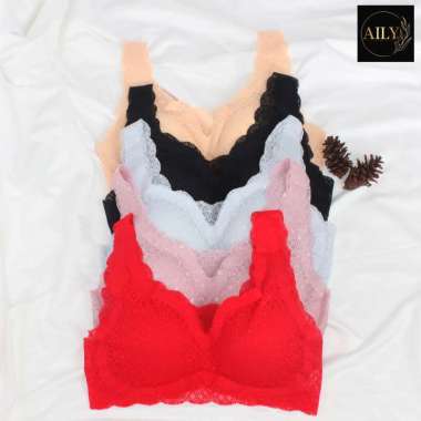 Aily FR53 Seamless Bra Soft Lace Wanita Hitam L