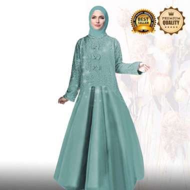 Terlaris Busana Muslim Baju Gamis AGNES KAELLA MAXI DRESS Bahan Moscrepe Premium Original L Navy