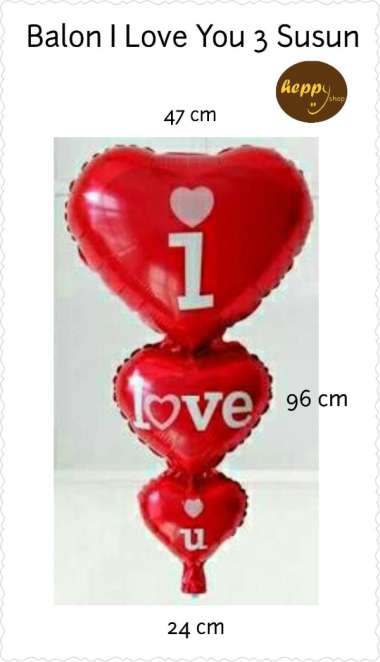 Balon Foil Valentine I Love You [3 Susun]
