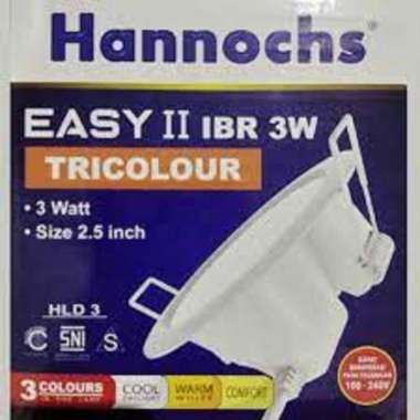 Panel LED Plafon Downlight Inbow Bulat Hannochs Easy 3 Watt Tricolour