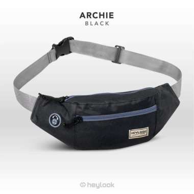 HEYLOOK Tas Selempang Pria Archie Tas Pria Distro Waistbag Tas Pinggang Outdoor Premium BLACK