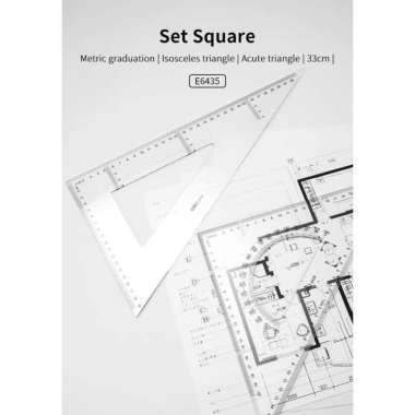 Deli Penggaris segitiga 33cm dan 20cm mistar busur set square Isosceles Acute triangle