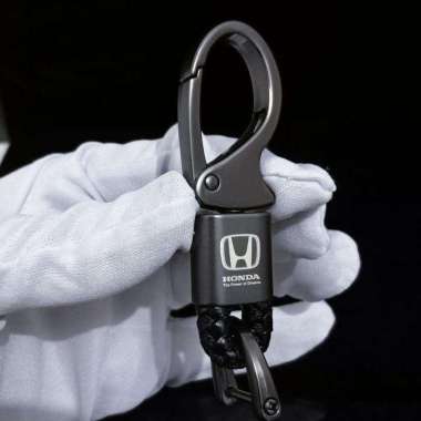 Gantungan Kunci Mobil Kulit Anyam - Honda Black