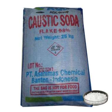 Caustic Soda Flake 98% Asahi - Naoh Lokal - Soda Api Asahi 1 KG putih