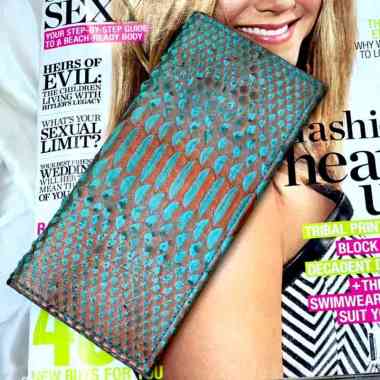 Dompet Wanita/Kulit Ular Asli/wallet Lipat Python Foil Blue