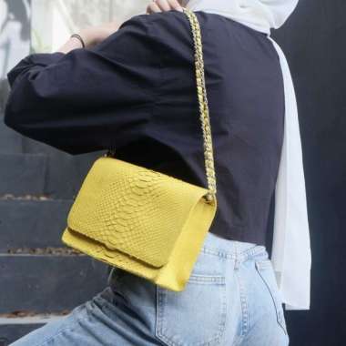 Tas Wanita/Kulit Ular/Sandy Bag Mustard