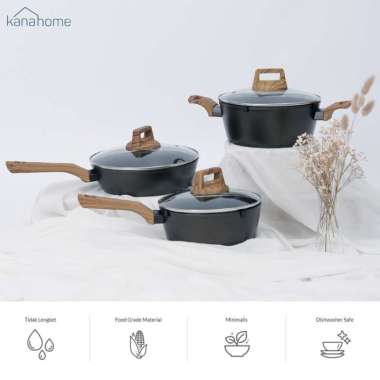 Kanahome - Kuro Set/Panci Marble Induksi anti lengket