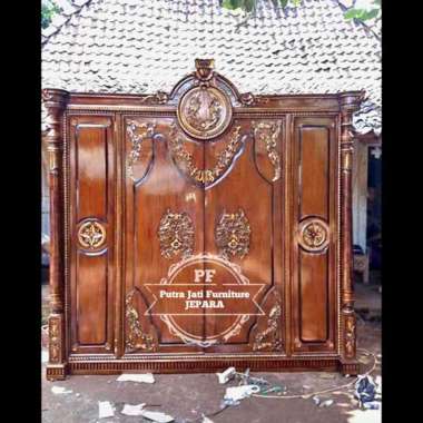 Mebel Jati Almari Lemari Pakaian Pintu 4 Kayu Jati Ukir Model Klasik