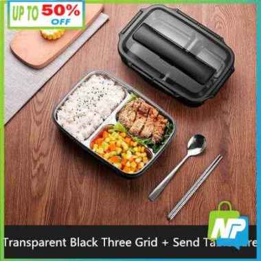 Tempat Kotak Makan Bekal Kantor Anti Tumpah 1000 ml Muat Banyak Wadah Stainless untuk Anak Sekolah S