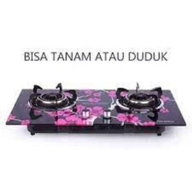 NIKO Kompor Gas Tanam Kaca 2 Tungku Sakura Tempered Glass Reflection