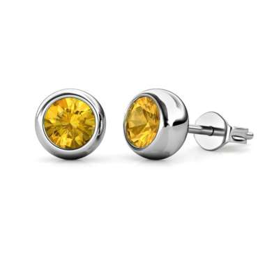 buy 1 get 1 Birth Stone Moon Pendant Get Birth stone Moon Earrings - Nov Citrine