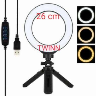 RING LIGHT LED + Tripod Mini + Holder Hp Lengkap Satu Set - Ring 26 Komplit 100 % ORIGINAL Multicolo