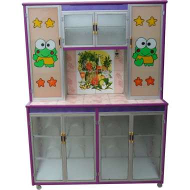 Lemari Rak Piring Roda Aluminium Warna 4 Pintu (KHUSUS JABODETABEK)