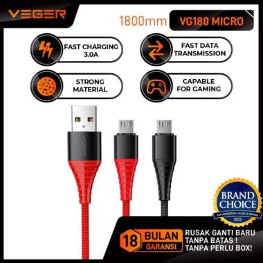 VEGER QC3.0 Cable - Kabel Data Veger Quick Charge 3.0 - Fast Charging Hitam