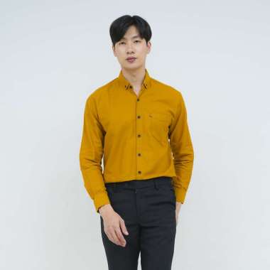 Kemeja lengan panjang pria formal slim fit mustard houseofcuff XXXL