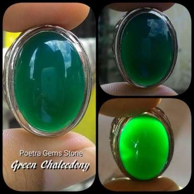 CINCIN NATURAL GREEN CHALCEDONY IJO BOTOL RASA BACAN ( GC 05 ) RING 9