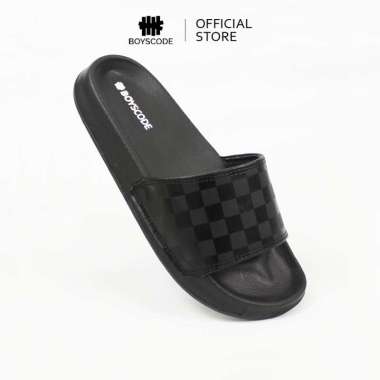 Sendal Selop Pria Original Boyscode Motif Catur Hitam Fullblack / Sendal Slop / Sendal Slip On / Sen