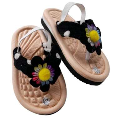 Sandal Baby Terbaru Motif Bunga Matahari 25 hitam