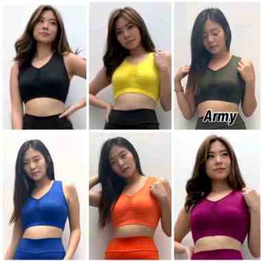Bra Kerut leny pakaian senam gym fitness zumba Hijau Army