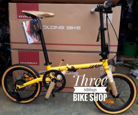 SEPEDA LIPAT ELEMENT TROY 8 SPEED NEW 2022 16 INCH WARNA YELLOW